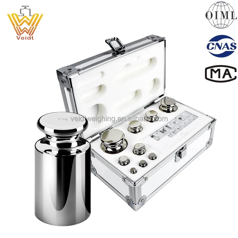 Veidt Pesatura OIML E2 F1 1mg-2kg 27 pezzi Pesi industriali Bilancia da laboratorio Pesi per test di calibrazione Set con scatola di alluminio