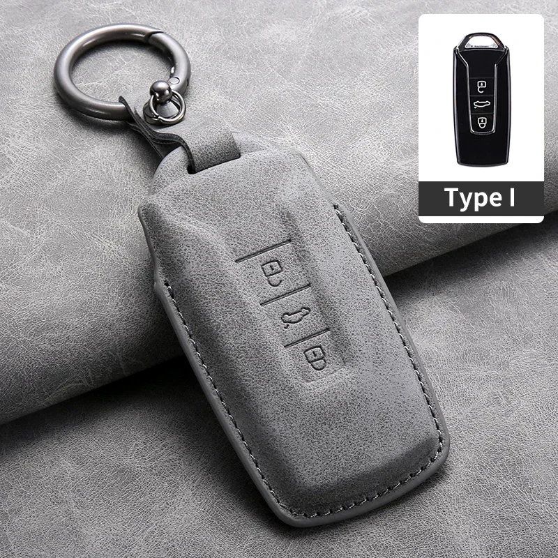 

Car Key Case Cover For VW Volkswagen Touareg 2019 2020 2021 2022 2023 Leather Car Key Protection Shell