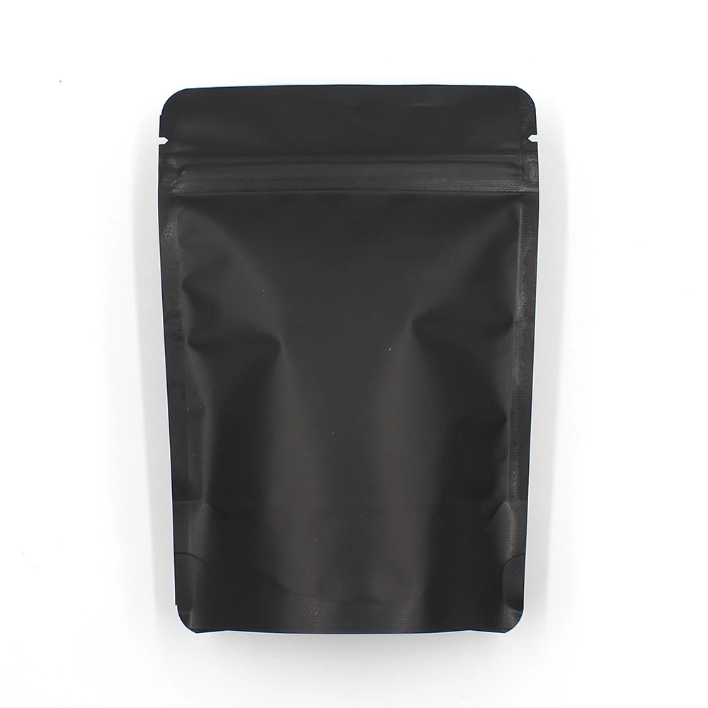 Matte Black White Gold Aluminum Foil Stand Up Zip Lock Mylar Bags Resealable Coffee Tea Powder Zipper Top Storage Package Bag