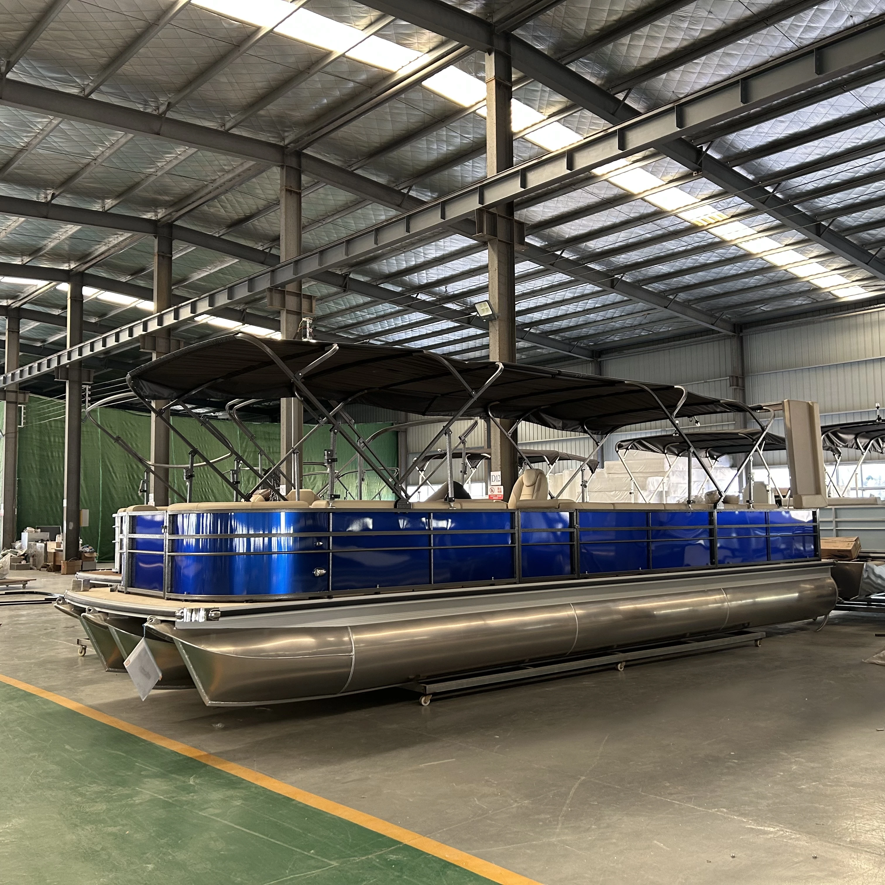 Aluminum Alloy Pontoon Boat Kit 19ft 5.8m Outboard Engine Luxury Yacht Family Entertainment