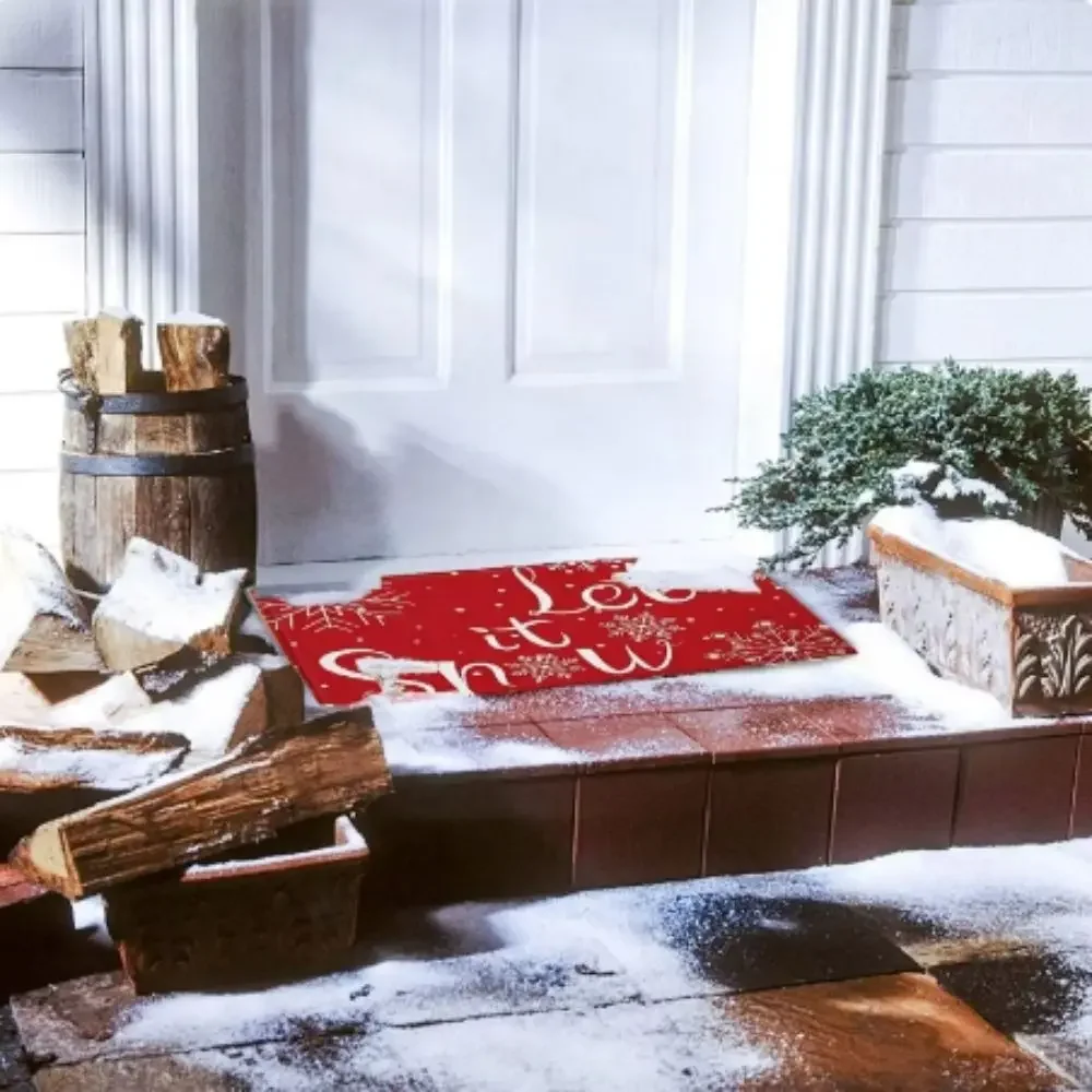 VIKAMA Christmas Happy Cushion Dwarf Welcome Door Mat Indoor Outdoor Carpet Christmas Eve New Year Home Decoration