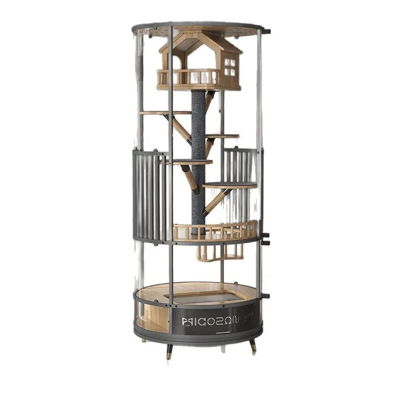 Pet Furniture Indoor Cat Tower, Transparent Cat Villa Cage, Luxury Playing House for Cats, High Quality Cat Condo