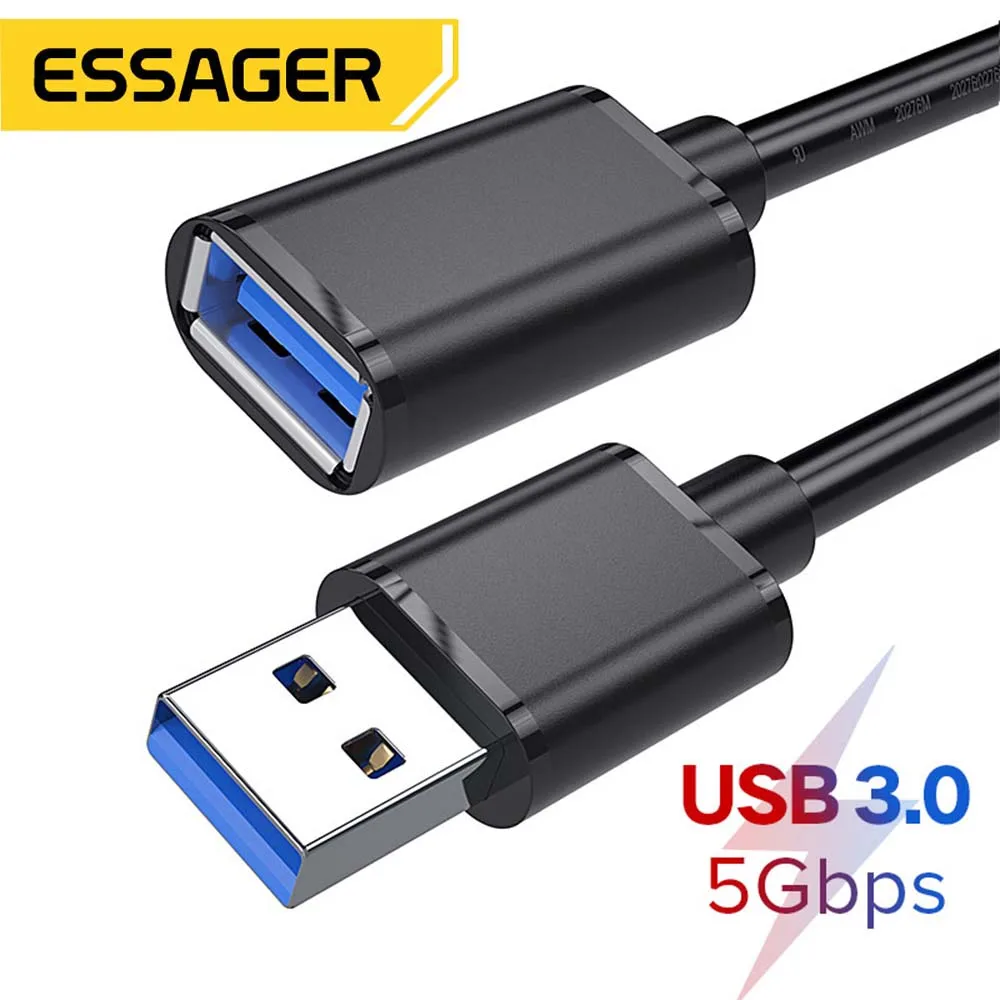 

Кабель-удлинитель Essager USB 3,0 штекер-гнездо для смарт-ТВ, ноутбука, ПК, Xbox, USB 3,0 2,0