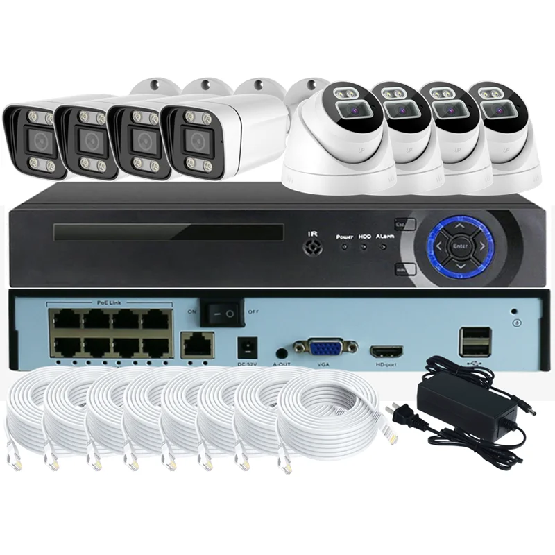 

4CH 8CH 16Channel 5MP Outdoor Home PoE NVR Kit CCTV IP Security Camera System