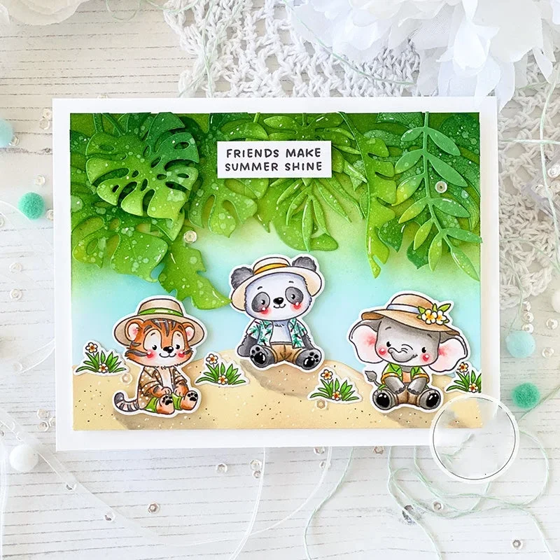 2024 New Tropical Beach Jungle Littles Metal Cutting Dies Clear Stamps DIY Scrapbook Diary Decoration Cut Template Make Card