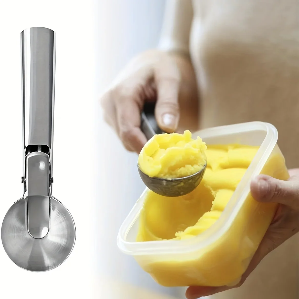 

Multifunctional Ice Cream Scoops Stainless Steel Dual-Purpose Scoop Fruit Watermelon Spoon Ball Scoop Household Ice Cream Tools