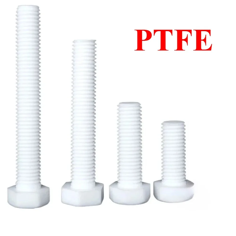 Guangluo M3/4/5/6/8/10/12/14/16 X 6-120mm Length Ptfe Hex Screw Bolts High Temperature Corrosion Resistance