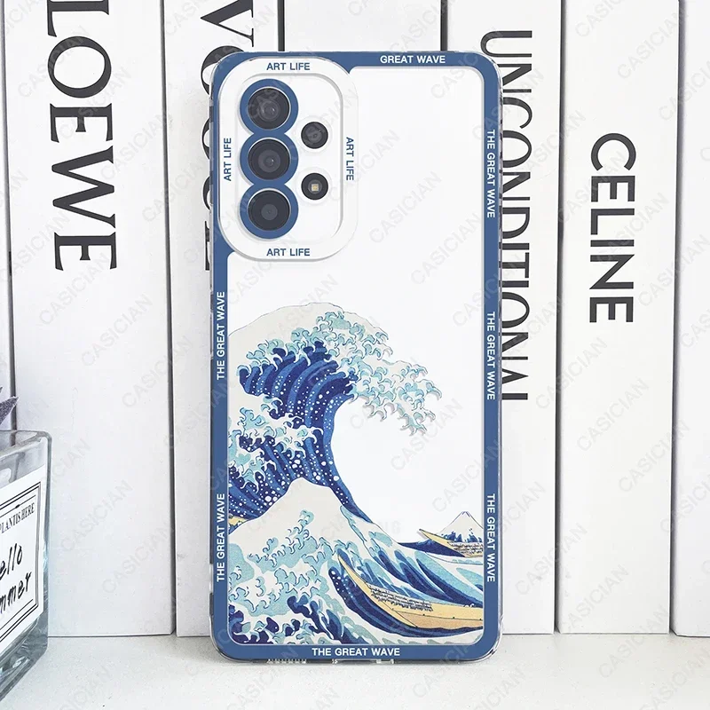 Custodia per Samsung Galaxy A52 A53 A54 S20 FE S21 Plus S22 S23 S24 Ultra La Grande Onda di Kanagawa Hokusai Arte Estetica Cover