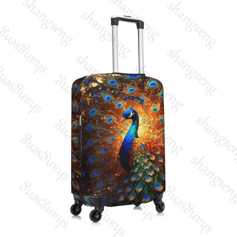 Peacock Flowers Travel suitcase protective case, suitcase cover, elastic protection, washable Luggage cover 18-32 in Accessories
