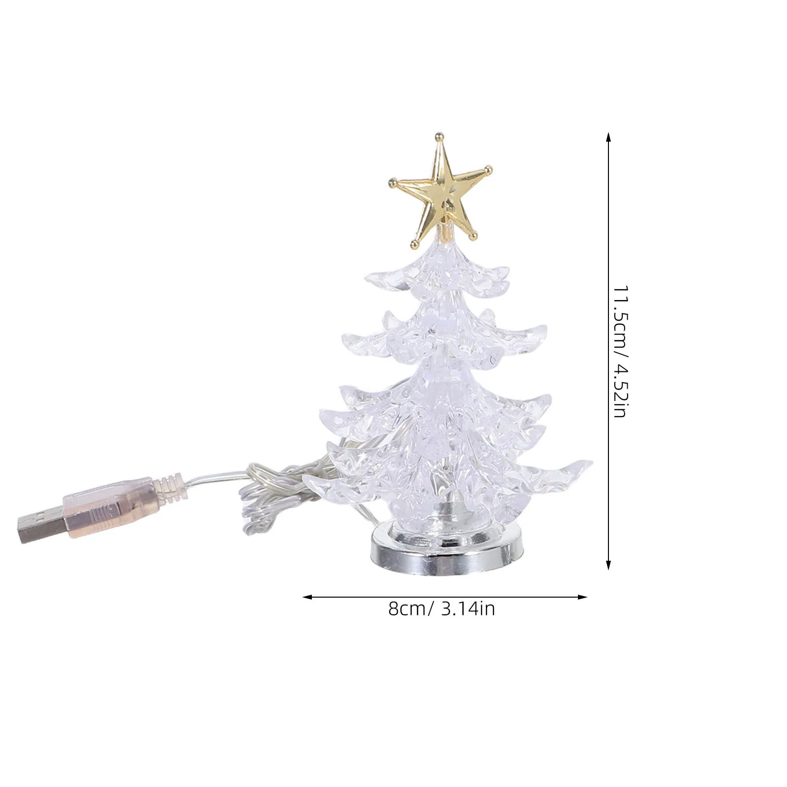 2 قطعة شجرة عيد الميلاد الاكريليك أضواء ليلية صغيرة اللون تغيير مصابيح LED USB بالطاقة الجدول محور الديكور توهج احتفالي #4