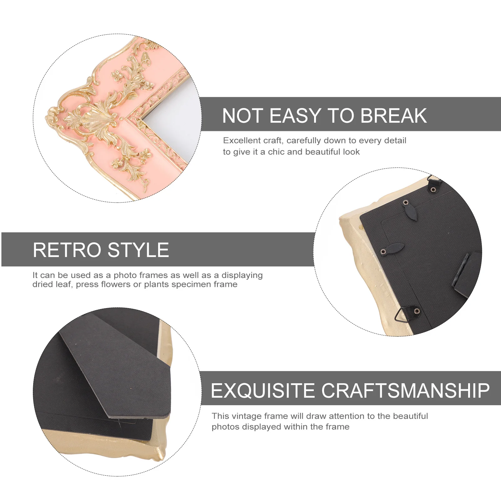 

Vintage Photo Frame Retro Picture Frame Decoration Resin Craft Wall Desk Display for Family Friends Gift Idea Plant Specimen