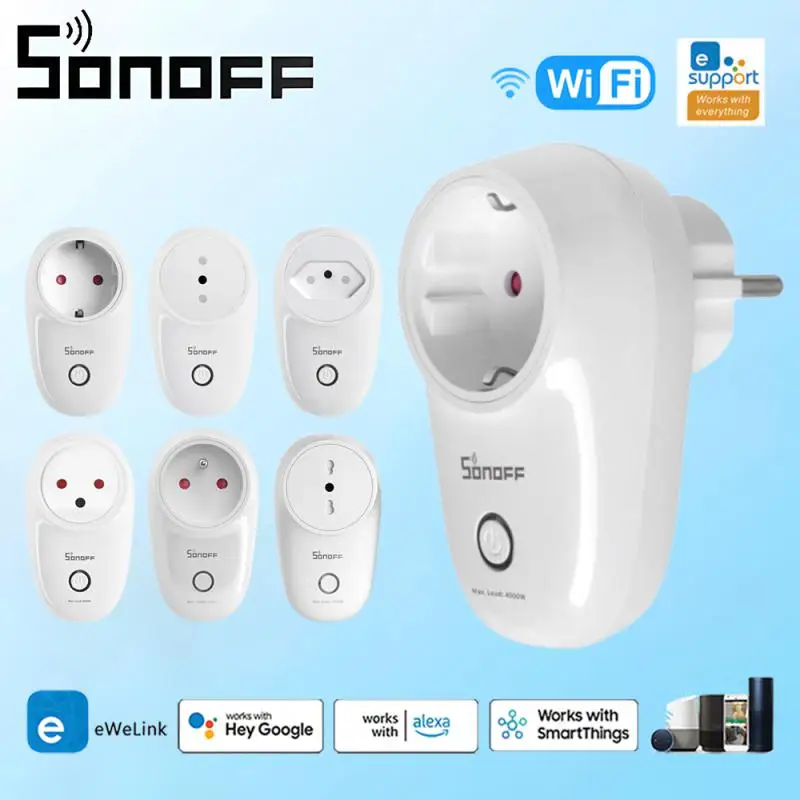 SONOFF S26R2 EU/FR WiFi Smart Plug Wireless Smart Socket Switch Timing Smart Voice Remote Control Via EWeLink Google Home Alexa