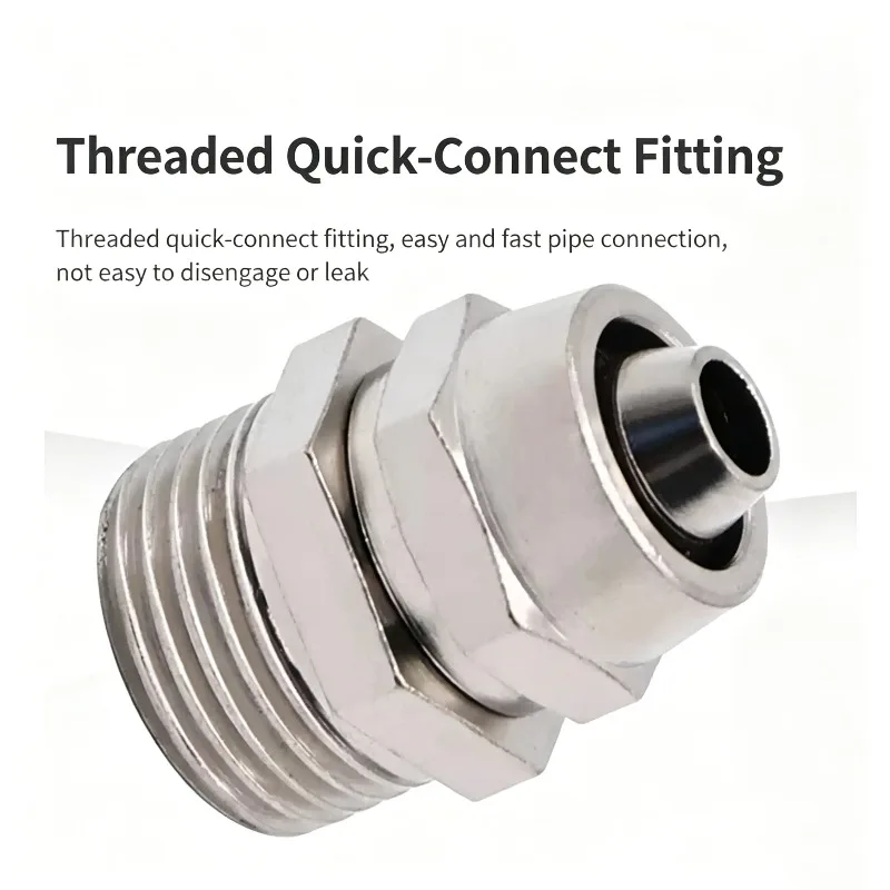 Pneumatic Connector Quick Screw Adapter Copper Nickel Plating PC6 8 10mm Fast Twist Joint Male Thread 1/8 1/4 Hose FIittings