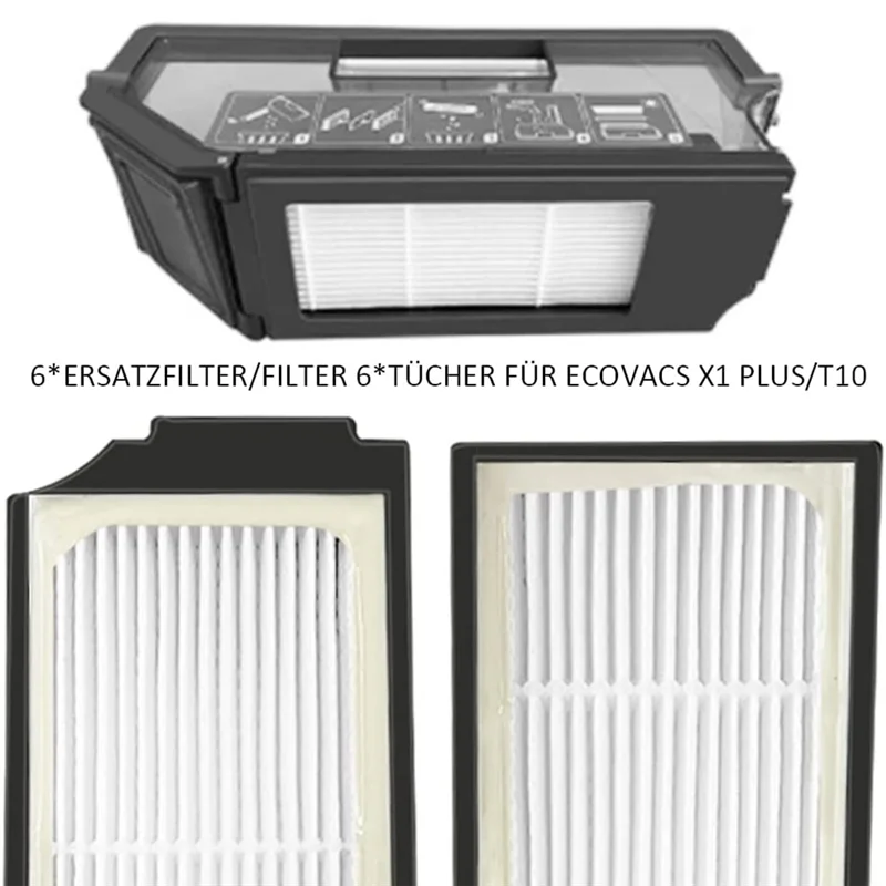 مجموعة ملحقات B46B لمحطة الشفط Ecovacs Ecovacs Deebot X1plus/Ecovacs Deebot T10 Plus، الفرشاة الرئيسية، المرشحات، الفرشاة الجانبية