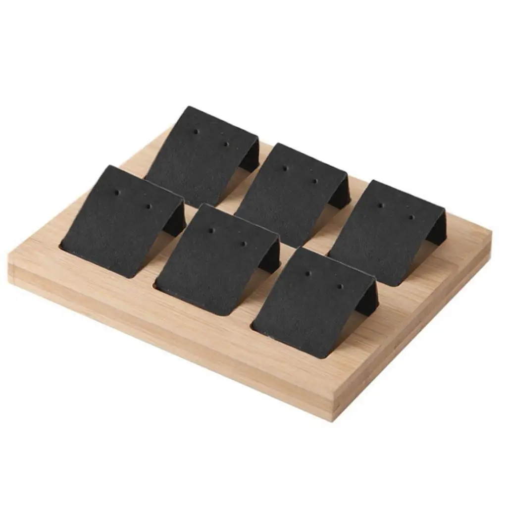 Wood Earring Card Holder w/ Tray for Jewelry Accessory Display 8 Pair White