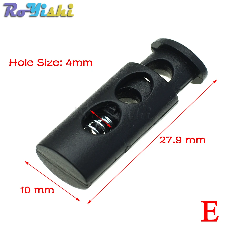 10 Pcs/Pack Cord Lock Toggle Clip Stopper Plastic Black For Bags/Garments