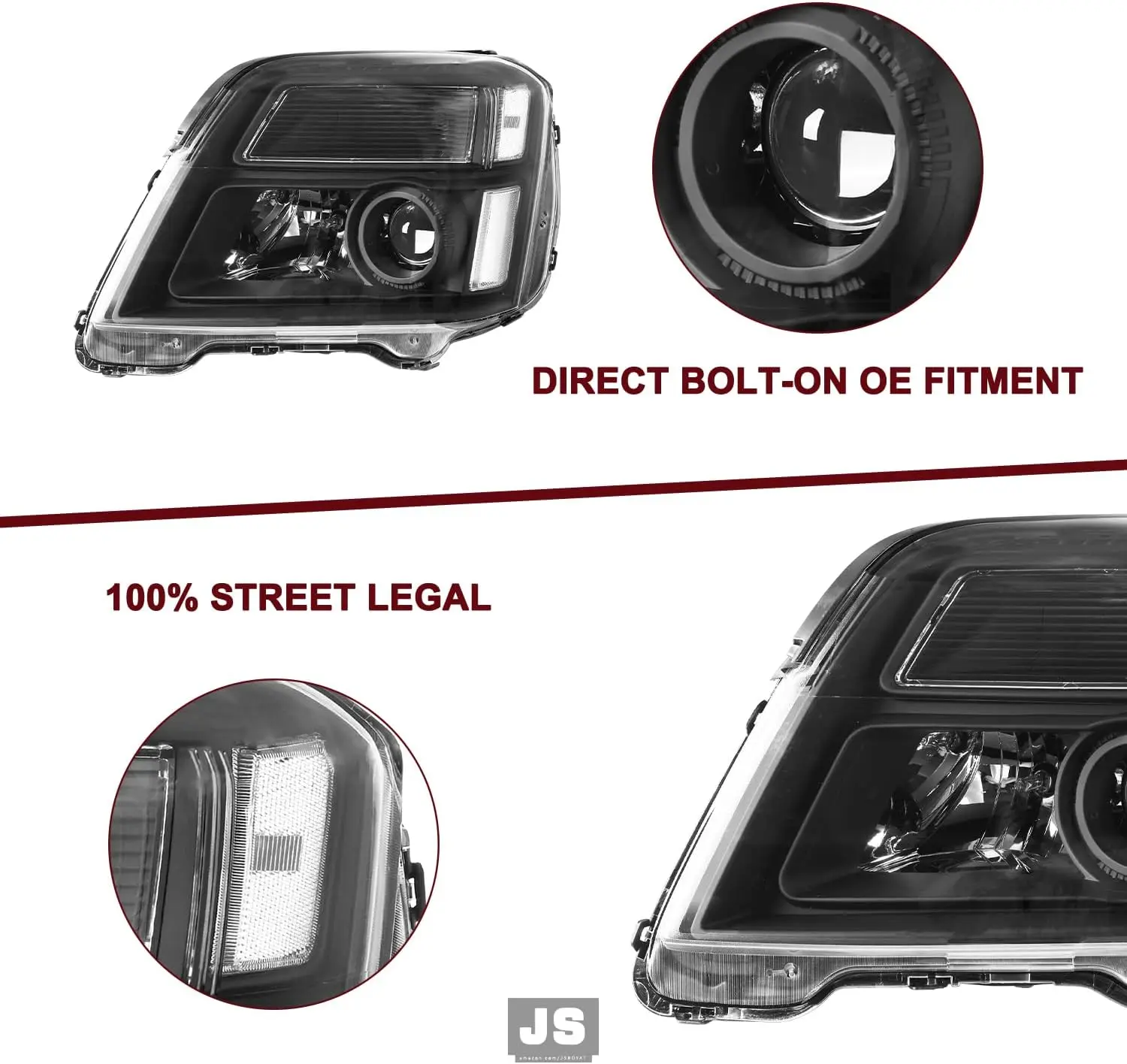 Halogen Headlights Assembly Fits for 2010-2015 GMC Terrain SUV SL/SLT/SLE Bulbs Included Projector Factory Headlamp Driver & Pas