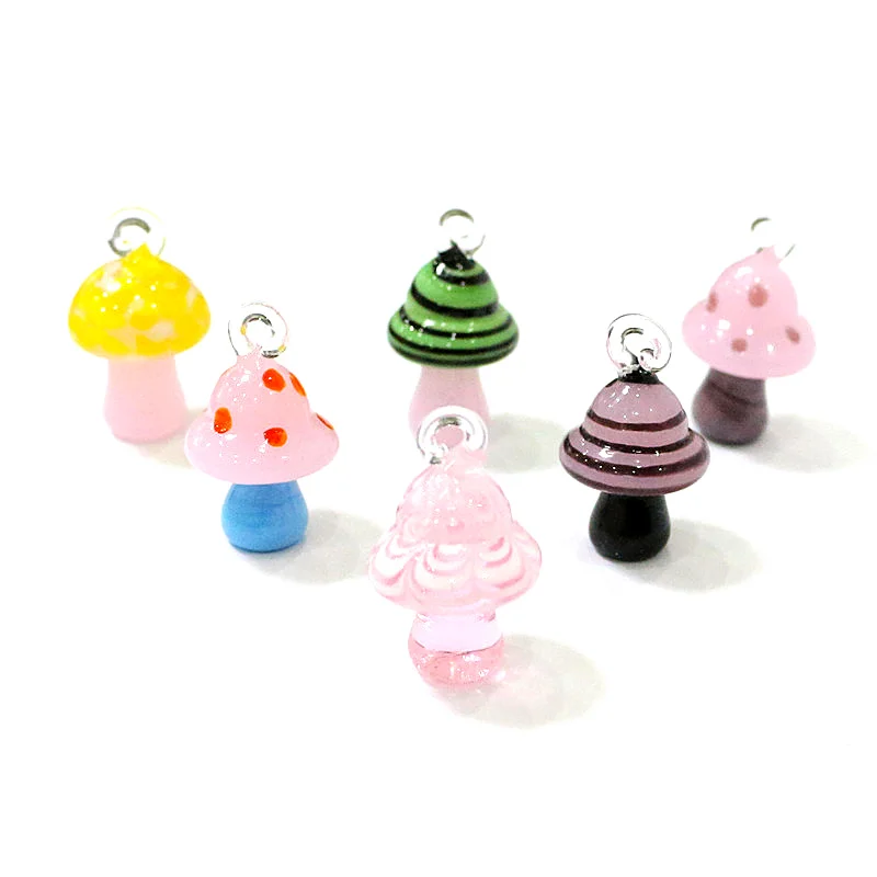 

2Pcs Easter Decor Lovely Mini Mushroom Charm Glass Pendants for Women's Necklace Bracelet Earring Diy Jewelry Making Accessories