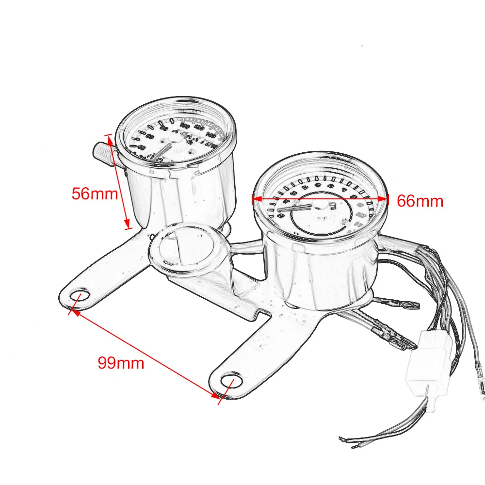 2 in 1 Motorcycle Odometer Speedometer Tachometer Modified LED Speed Meter Gauge Motorbike Odometer Universal For Cafe Racer