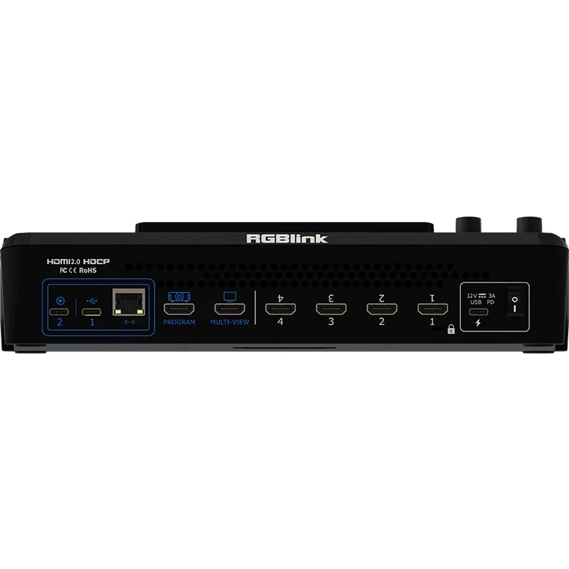 RGBlink Mini-Mx Video Switcher Multi-Channel 5.5Inch Quad HDMI 2.0 Input Dual HDMI 1.3 Output Switcher For Live Streaming