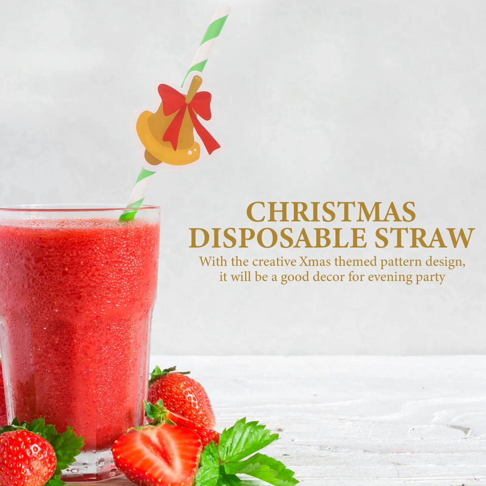 

30Pcs Christmas Paper Straws Premium Disposable Xmas Drinking Straws Party Decoration Cartoon Bell Snowman Tree