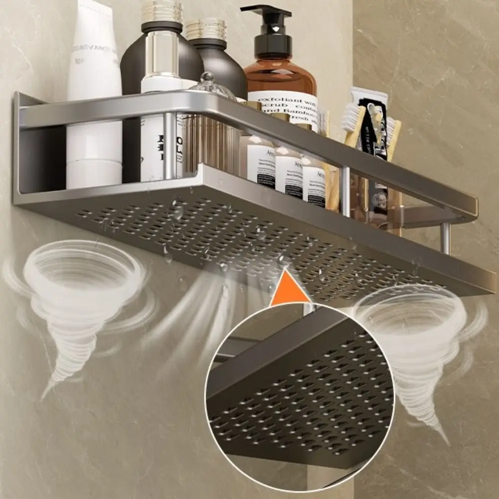 

Полка для ванной комнаты из алюминиевого сплава без дрели, устойчивая к ржавчине стеллаж для хранения, экономия места, прямоугольная форма, полка для душа, хранение туалетных принадлежностей