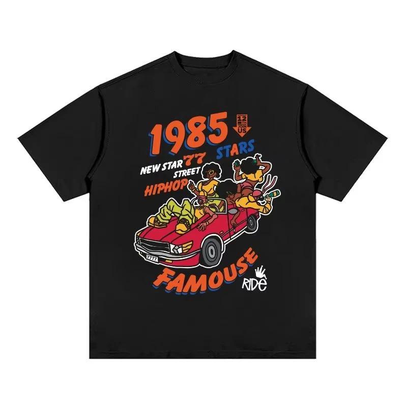 

A High-street Hip-hop Print Short-sleeved T-shirt From A European and American Ins Streetwear Brand, A Heavyweight Hiphop Top