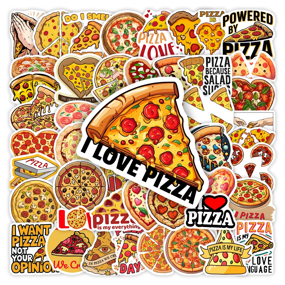 10/30/60Pcs Cute Pizza Toy Stickers DIY Kids Gift Decorative Graffiti Decal for Junk Journals Laptop Luggage Bottles Waterproof