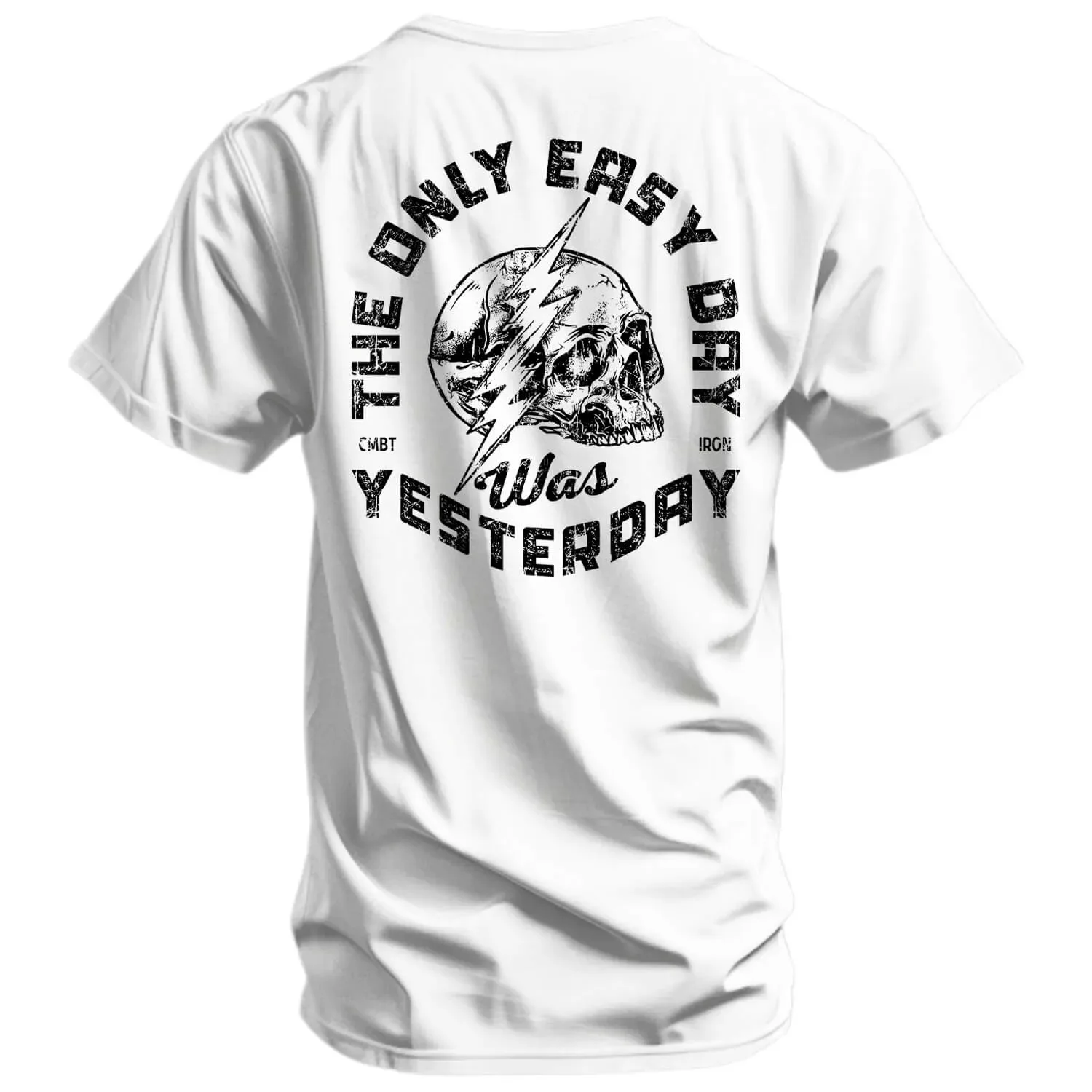 Only Easy Day Was Yesterday Skull Men's T-Shirt - Combat Iron Military T-shirt - Suitable for Sports Wear Pure Cotton
