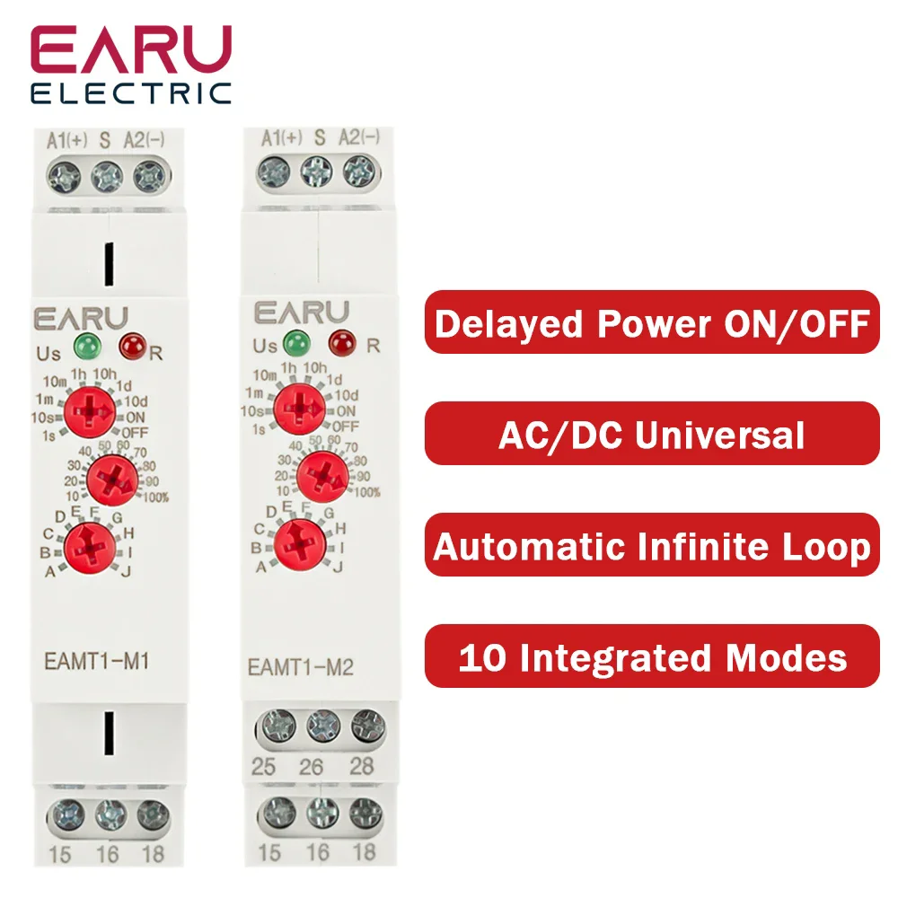 1PCS 16A Multifunction Type 0.1 Second -10 Days Timer Relay with 10 Function Choices AC DC 12V-240V 250VAC Time Relay Din Rail