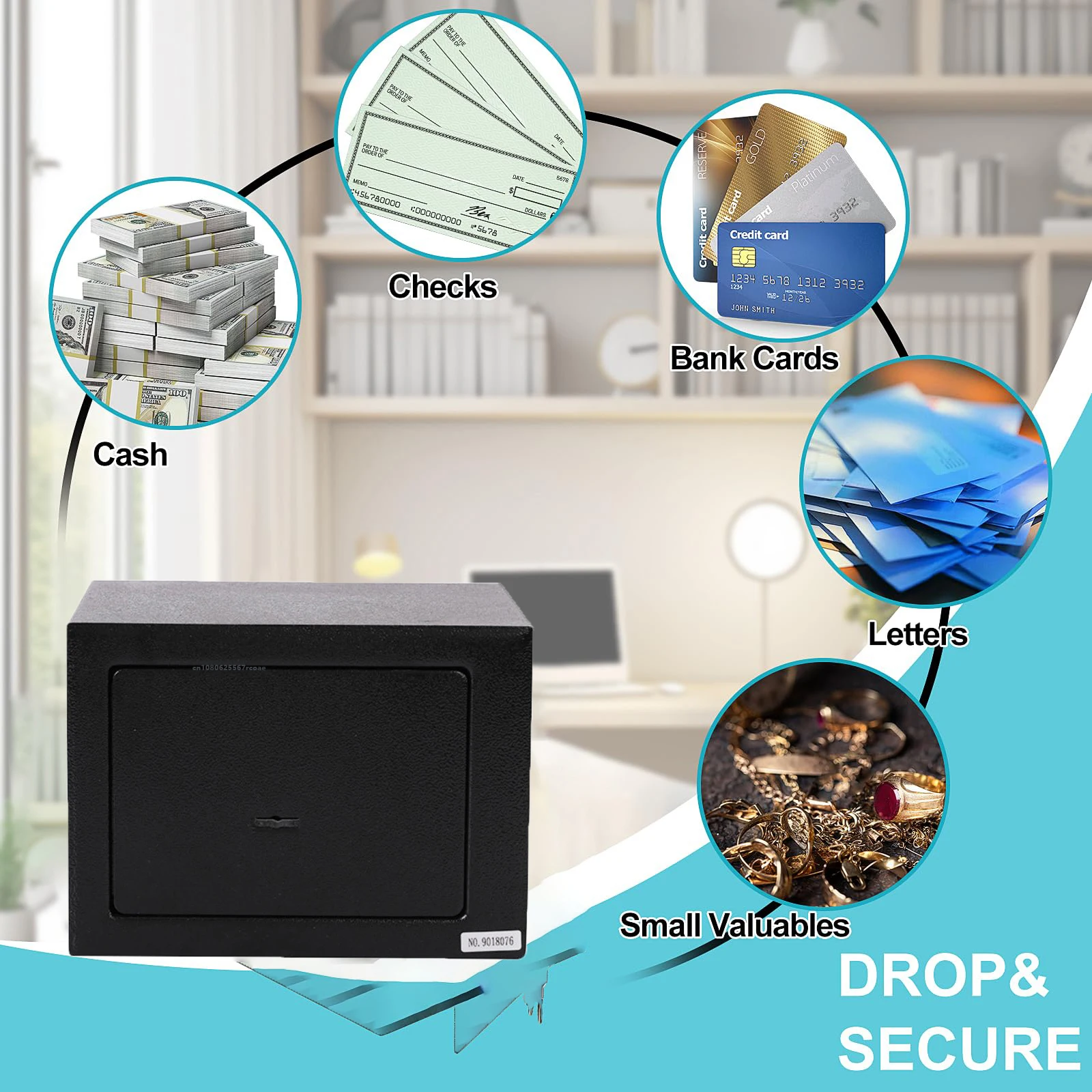Alloy Steel Cash Drop Box for Home Key Lock Money Safes Slot Box for Money Heavy Duty Money Saver Box Cash Safe for Counter