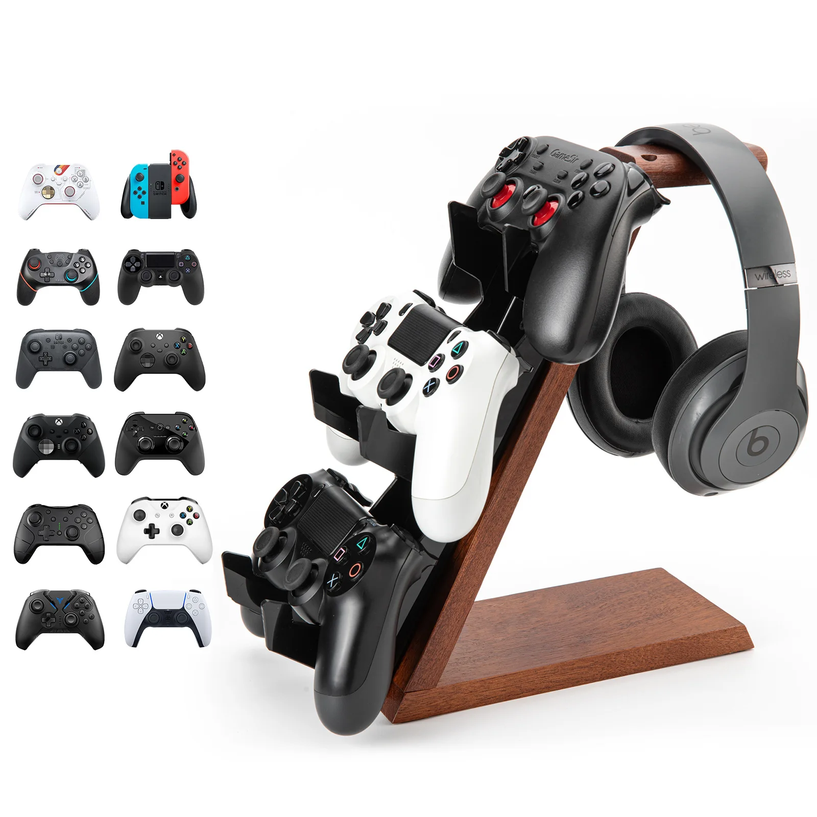 Wood Headphone Stand Gaming Headset Holder for Desk Display Gaming Accessories Gift for Airpods PS5 Xbox