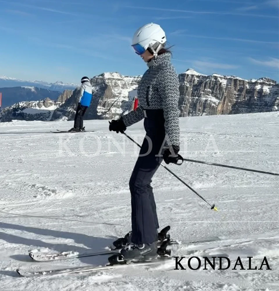 KONDALA Trendy Winter Belt Ski Jumpsuit Women's Zipper Quilting Jacket Splicing Pants Ski Suit 2026 Fashion Contrasting Ski Suit - Detail 1