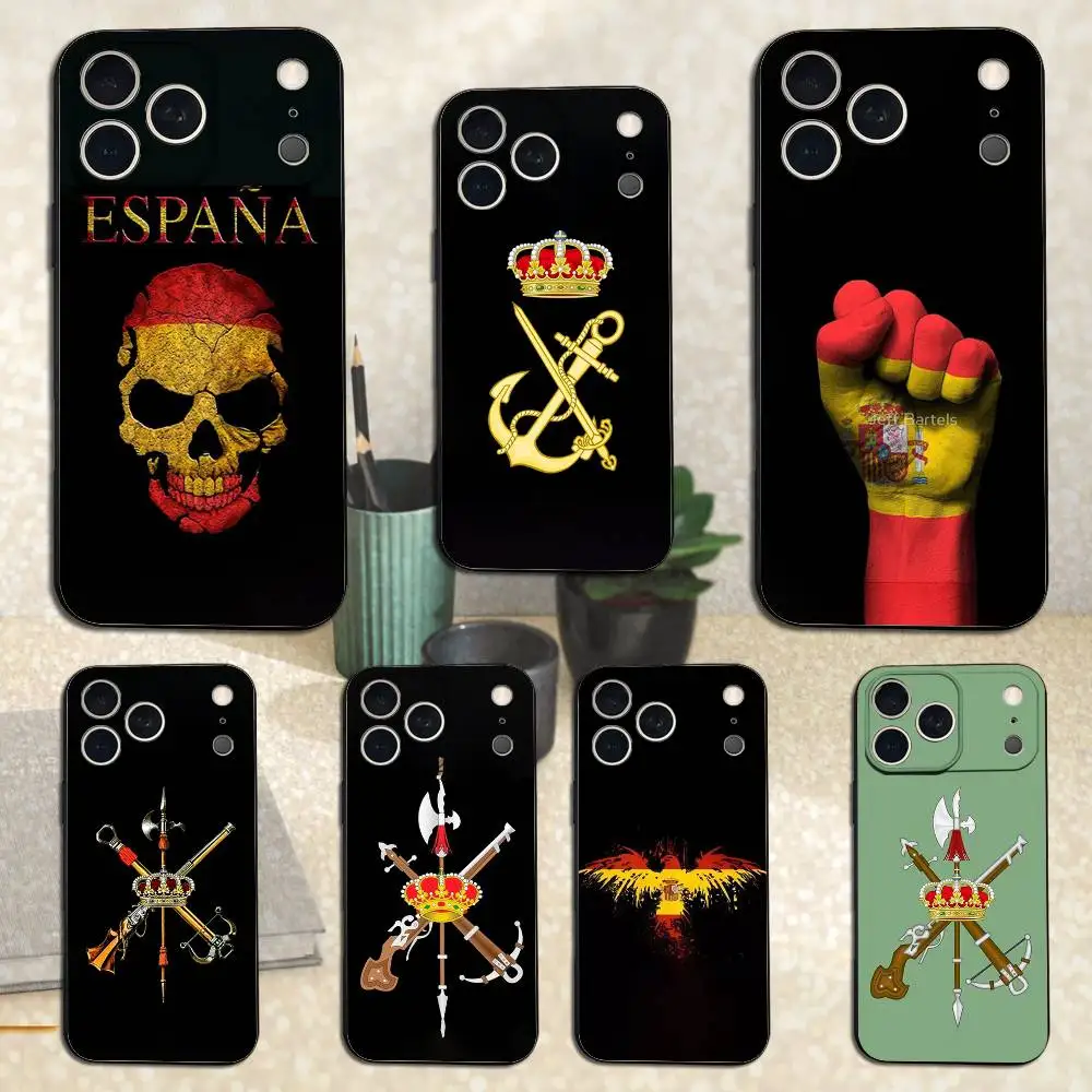 

Badge Legion Spanish Phone Case For iPhone 17,16,15,14,13,12,11 Plus,Pro Max,XS,X,XR,SE,Mini,8,7,Soft Silicone Black Cover