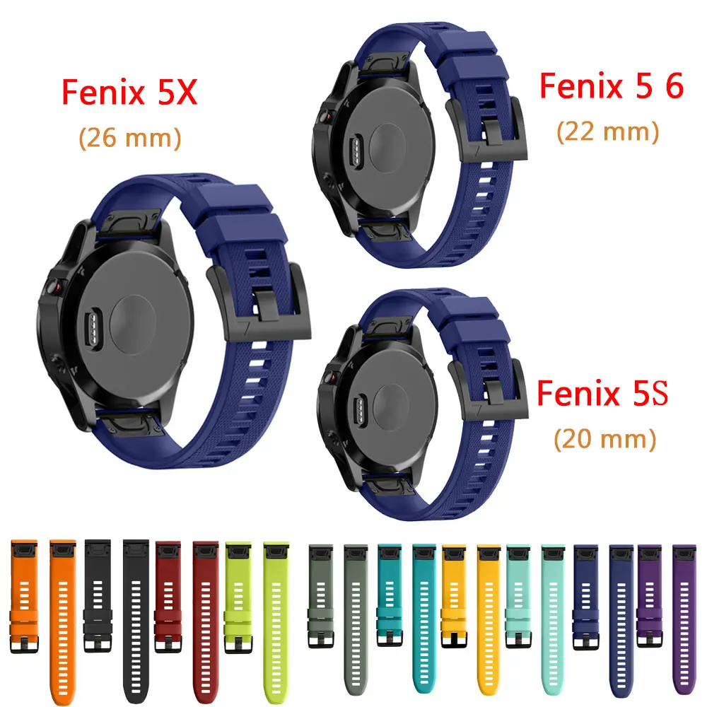 20 22 26 mm Silicone Watchband For Garmin Fenix 6X 6 6S Pro Fenix 5X 5 5S Plus 3 HR Forerunner 935 Watch Band Wrist Band Strap