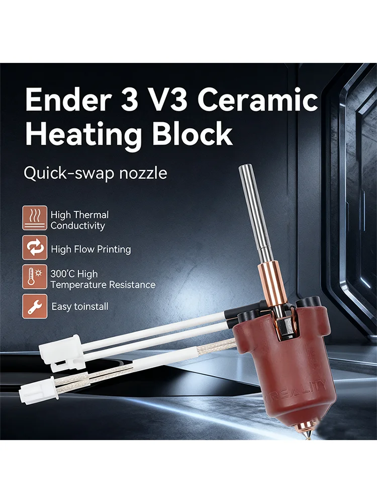 Oficjalny zestaw ceramicznego bloku grzewczego Creality Ender 3 V3 Plus/3 V3, zintegrowane wsporniki dyszy 300 ° Druk 3D w wysokich temperaturach — zdjęcie produktu 7