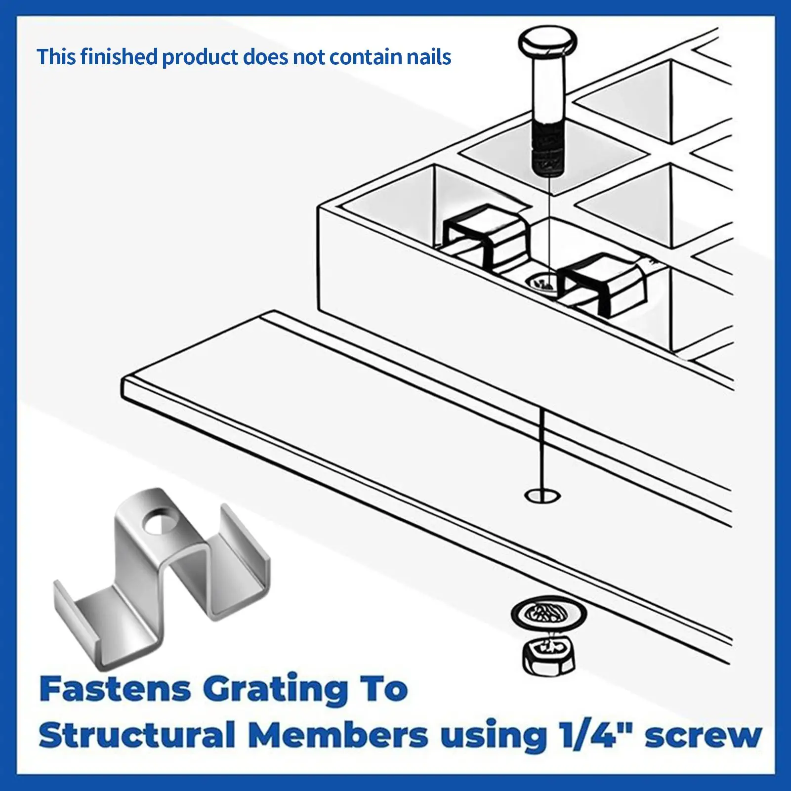 Saddle Clips 25-Piece Metal Grating Fastener For Drainage Systems Fixing Fastener Weather Proof Clamp For Workers Technicians