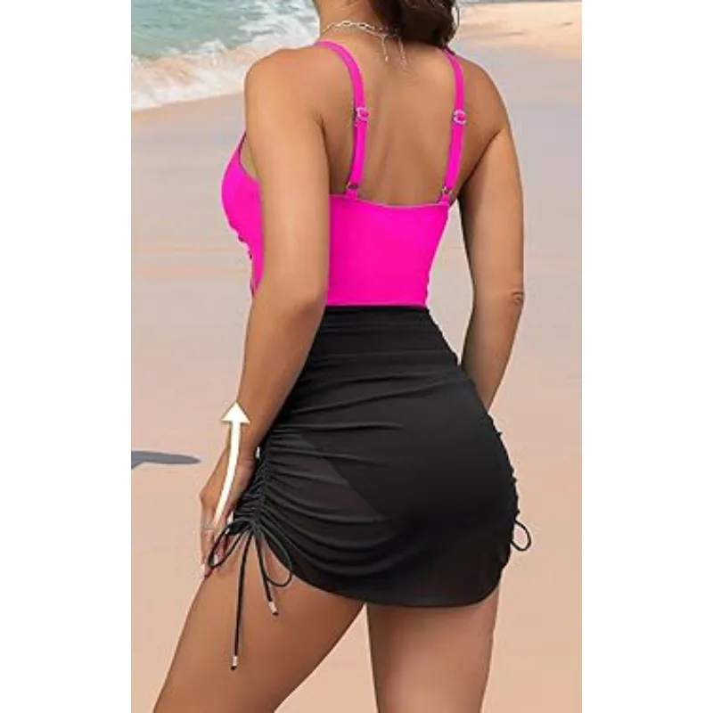 2026Print One Piece Swimsuit Women Sexy Pleated Bathing Suit Leopard Printed Bodysuit Bikini Set Summer Fashion New Beachwear
