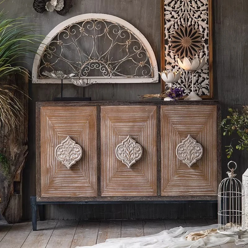 

American country furniture, porch cabinets, carved decorative cabinets