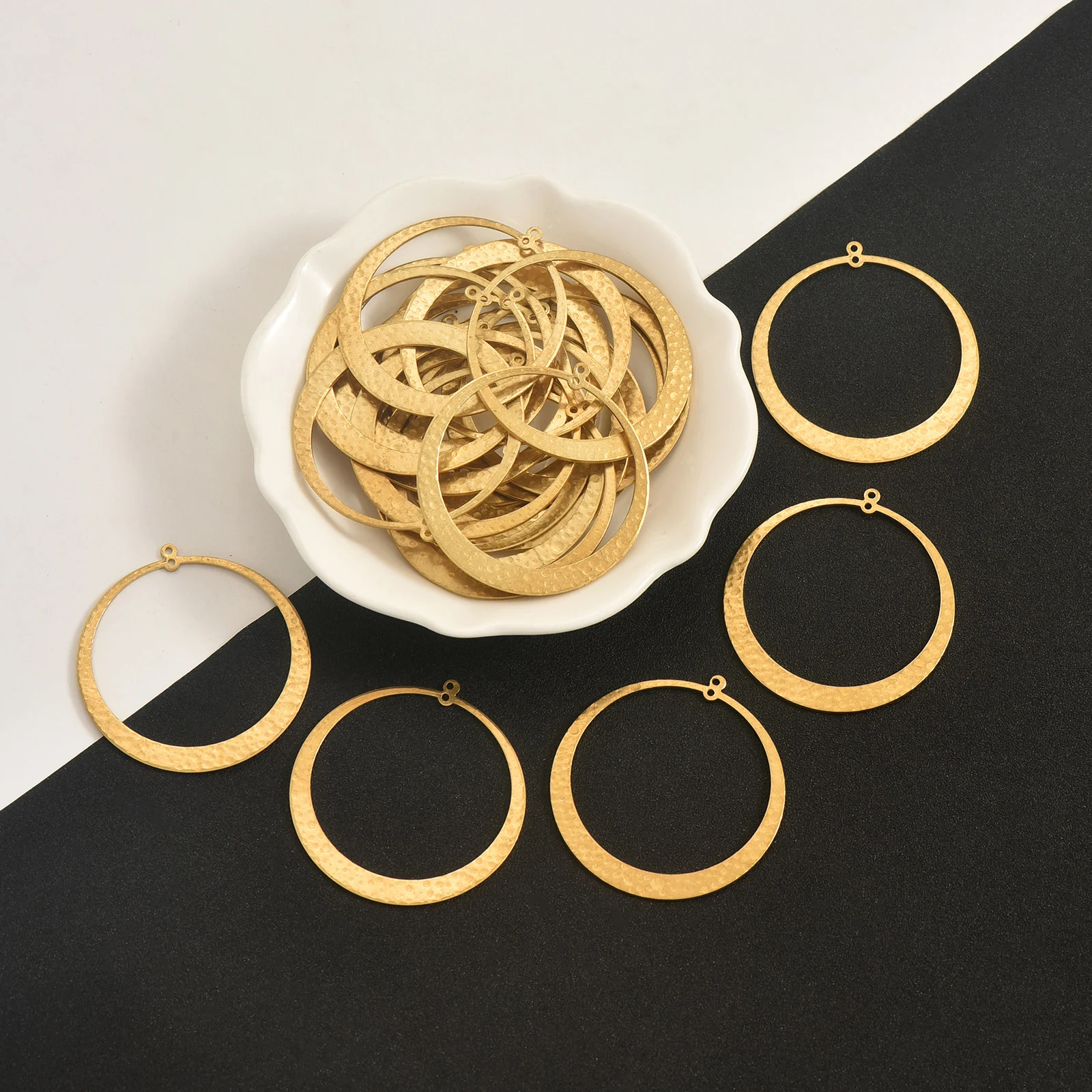6pcs original brass trendy embossed jewelry accessories creative charm circular ring large circle pendant