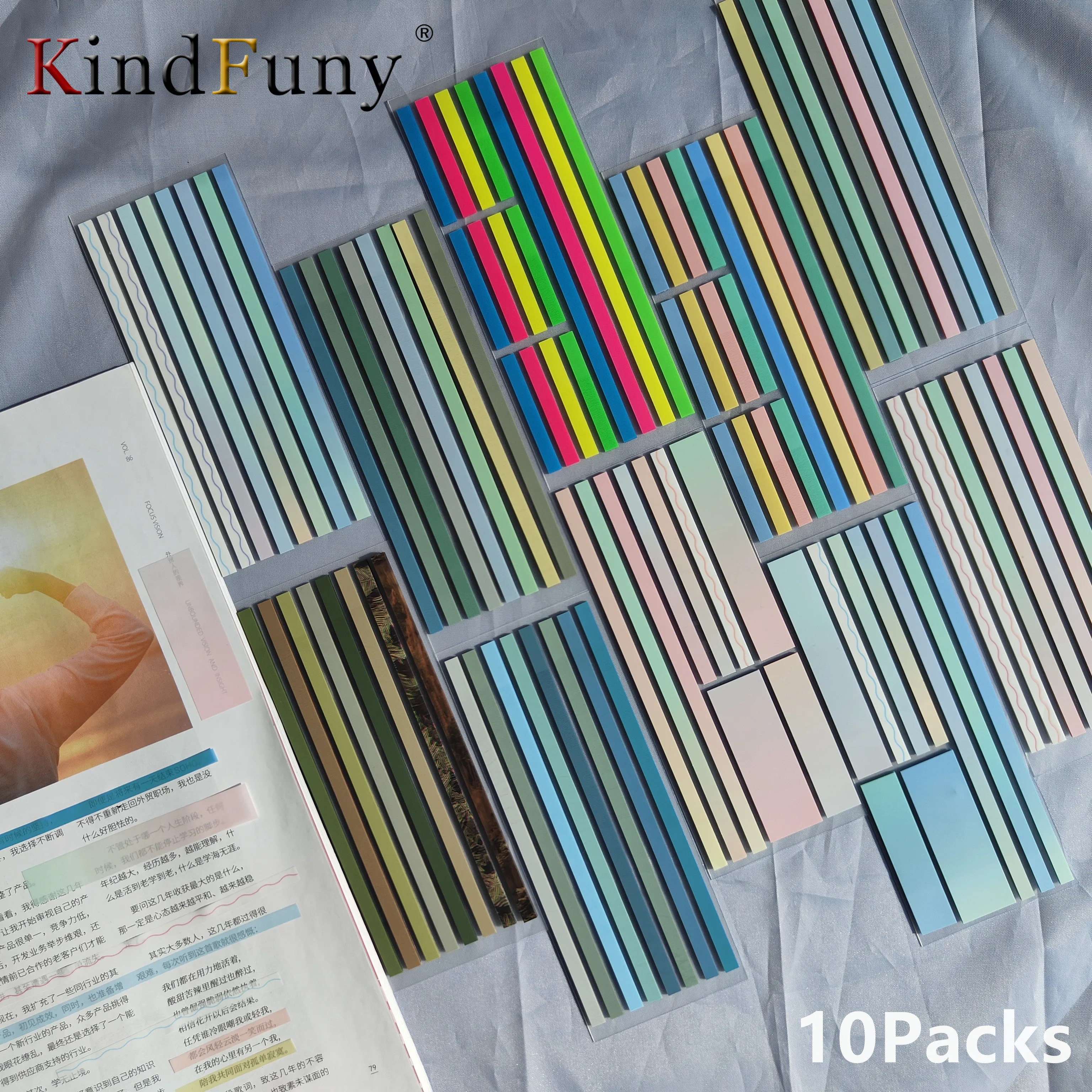 10/11Packs Transparent Sticky Notes Tab Self-Adhesive Kawaii Clear Bookmarkers Annotation Books Page Marker Stationery