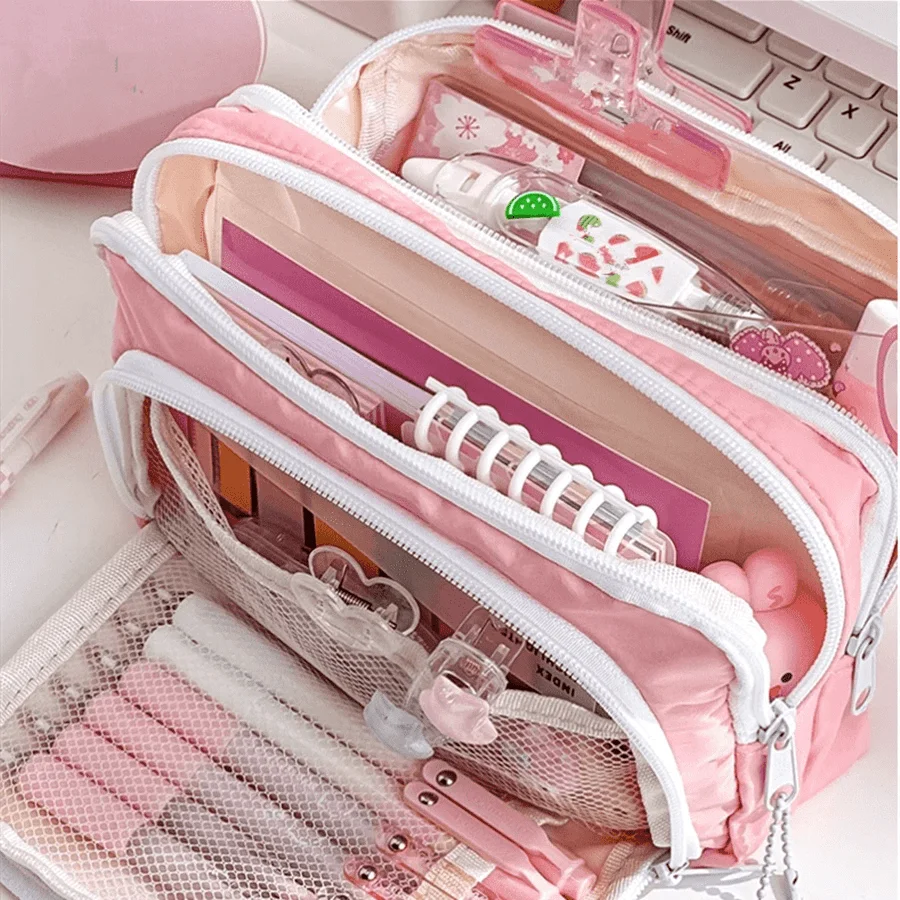 Cute Multi Layer Pencil Case Pouch, Large Capacity Pen Case Bag,Durable Stationery Storage Bag For Students, School&Office