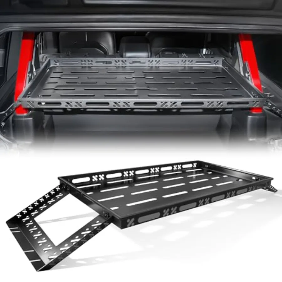 

Rear Trunk Cargo Rack Basket Tray for 2007-2026 Jeep Wrangler JK JL 4-Door Hardtops Interior Luggage Storage Carrier Organizer