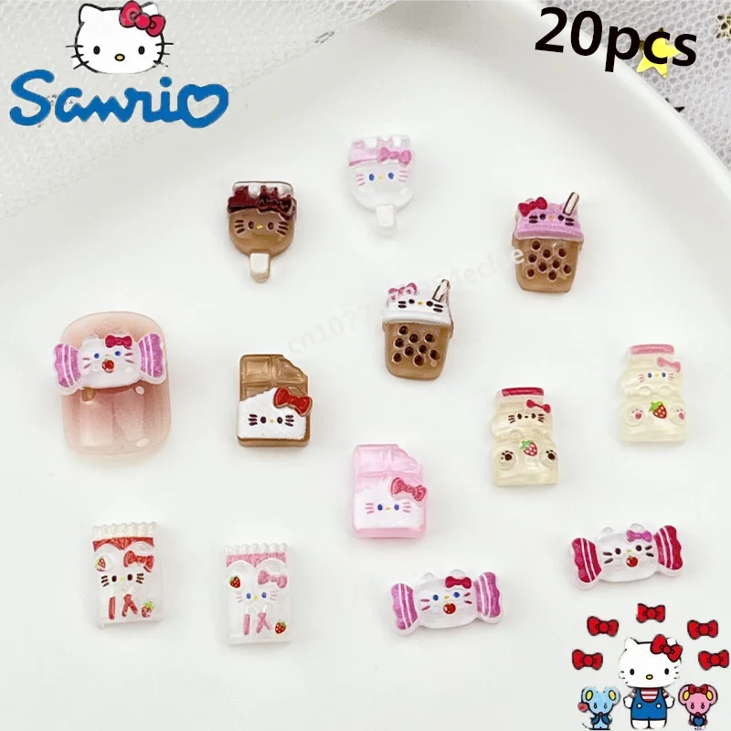 

Sanrio Hello Kitty Anime Food Series Nail Art Trinkets Girl Cute Three-dimensional Ice Cream Bar Milk Tea Diy Resin Accessories