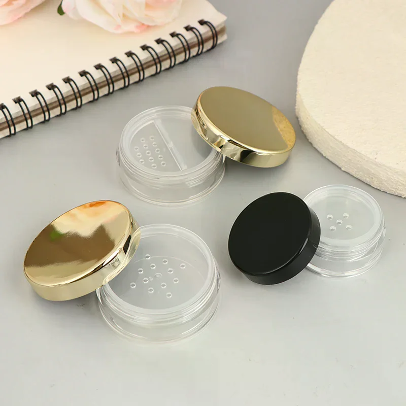Empty 5/10/20/30g Loose Powder Jar With Rotating Sifter Container Jar Plastic Cosmetic Makeup Powder Filling Can Pot Lid Twist