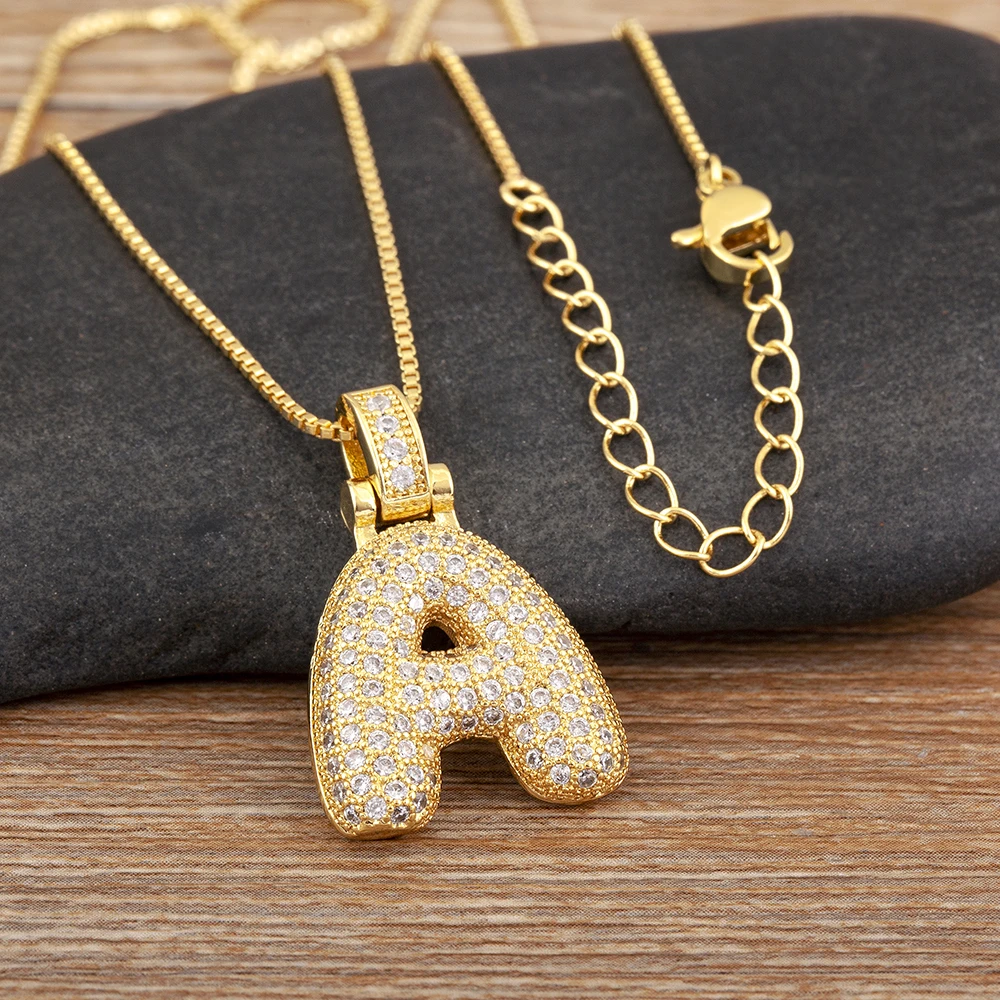 New Fashion Lucky A-Z Letters Sparkling Zircon Luxury Pendant Necklace For Women Men Initials Alphabet Chain Choker Jewelry Gift