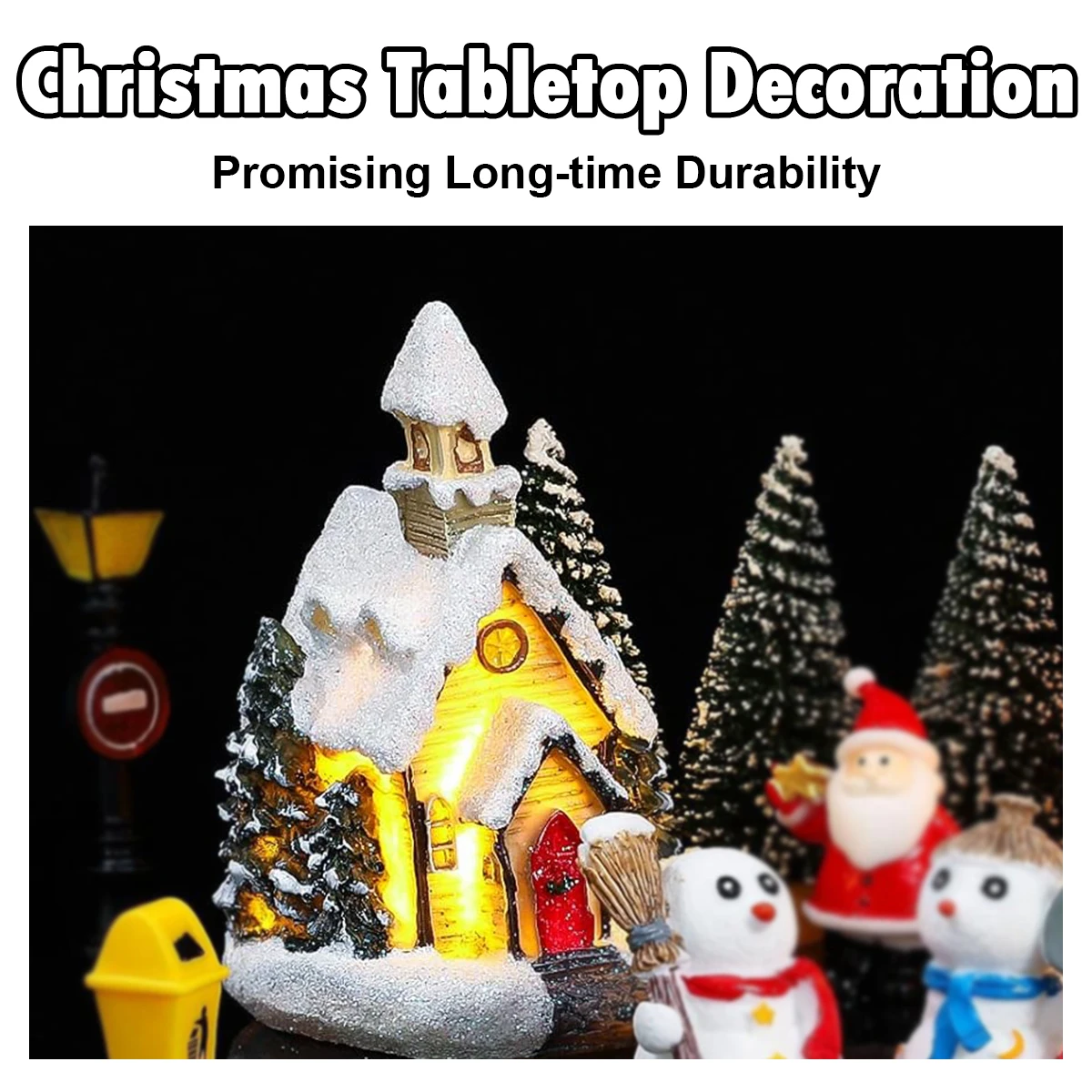 New Led Light Up Navidad Decoration Wedding Year Small Village Ornament Christmas Tabletop Train Gifts Houses Party Scene House