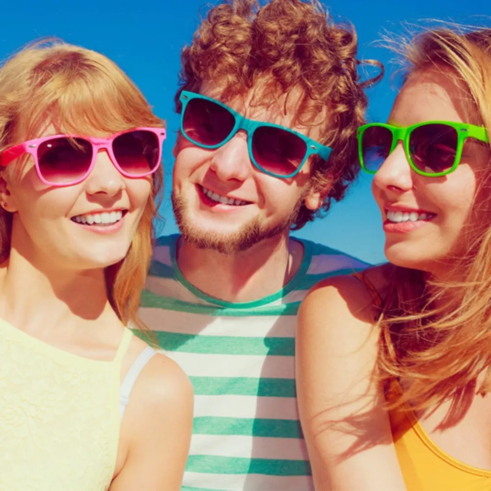 1/8pcs Neon Colors Party Sunglasses Black Studs Retro Unisex Rainbow Street Shot Gift Wedding Favors for Guests - view 5