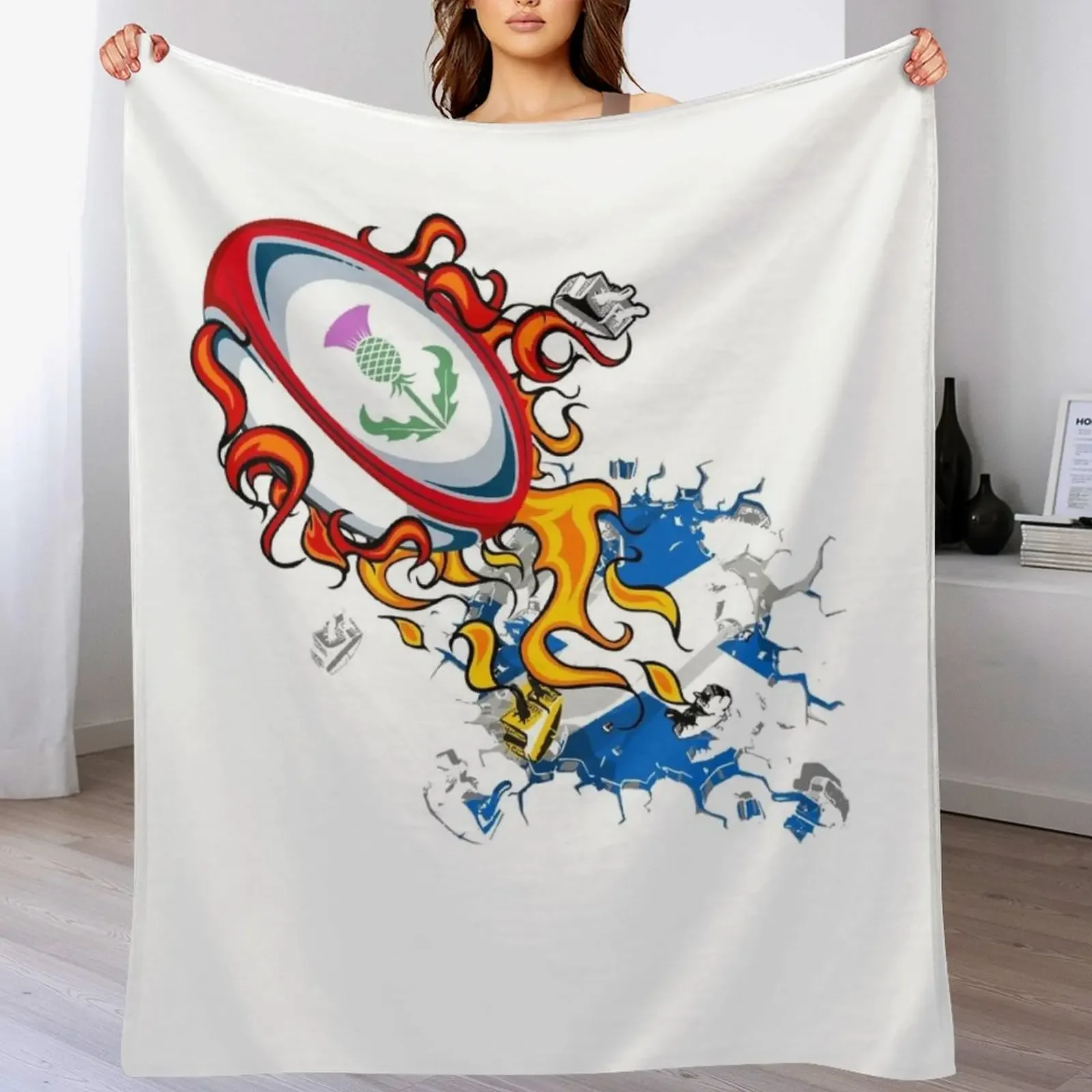 

Scotland Rugby Throw Blanket christmas decoration sofa bed Flannel Fabric Beach Blankets