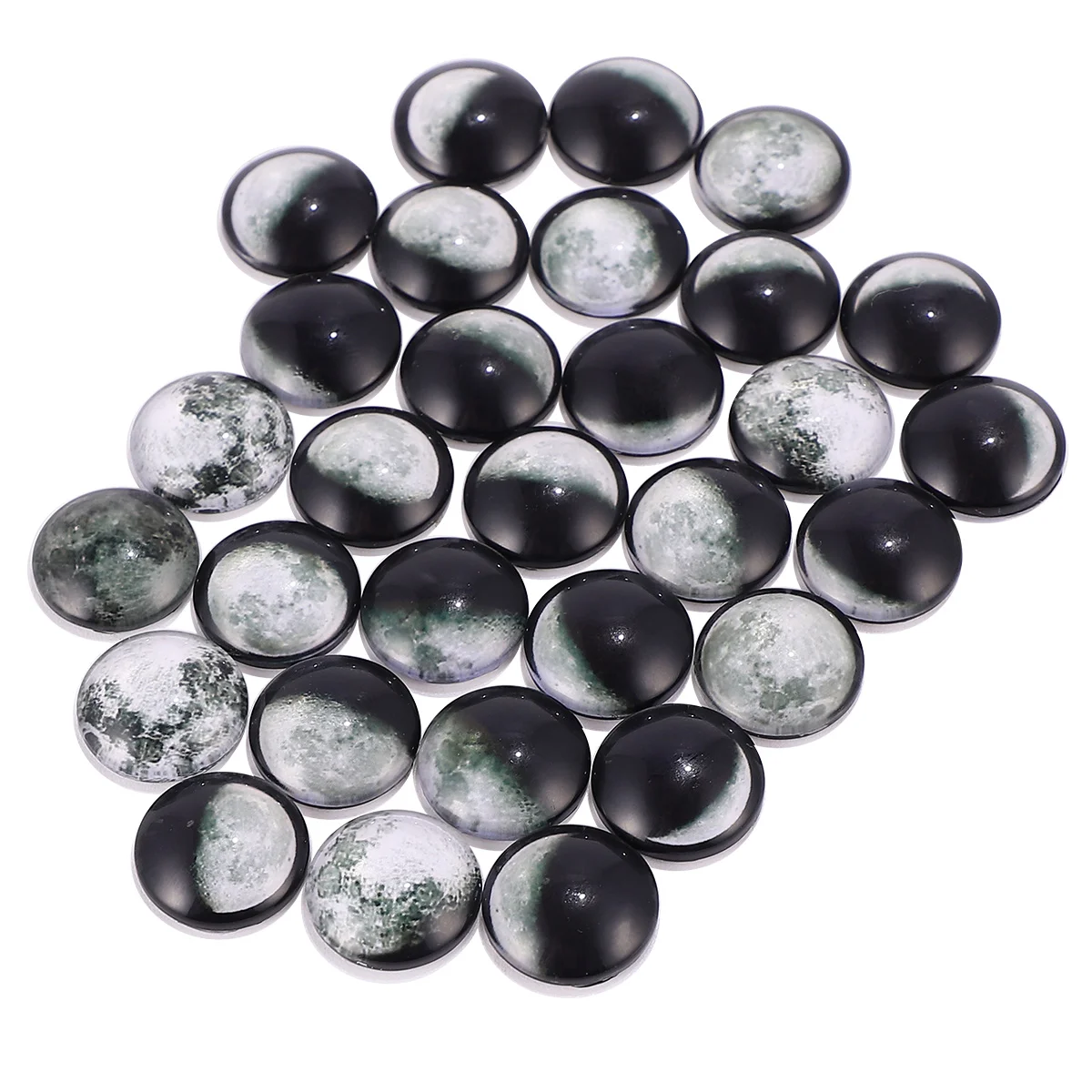 100 Pcs Moon Time Gemstone Glass Patch Jewel Craft Cabochons Printed Dome Scrapbook